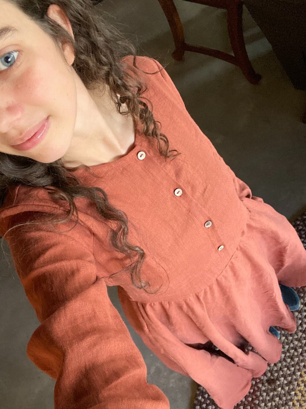 S 100% Linen Mantaikotai Dress - Redwood